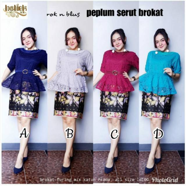 Rok n blus peplum serut brokat. Rnb pendek brokat batik