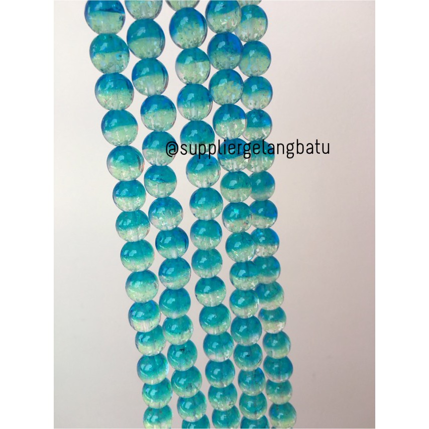 Manik Kristal Biru 12mm Glow In The Dark Fosfor Kaca Blue Laut Muda aksesoris craft beads grosir