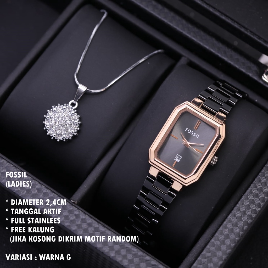 (BISA COD) JAM TANGAN WANITA FASHION RANTAI BODY SEGI TANGGAL AKTIF FREE KALUNG