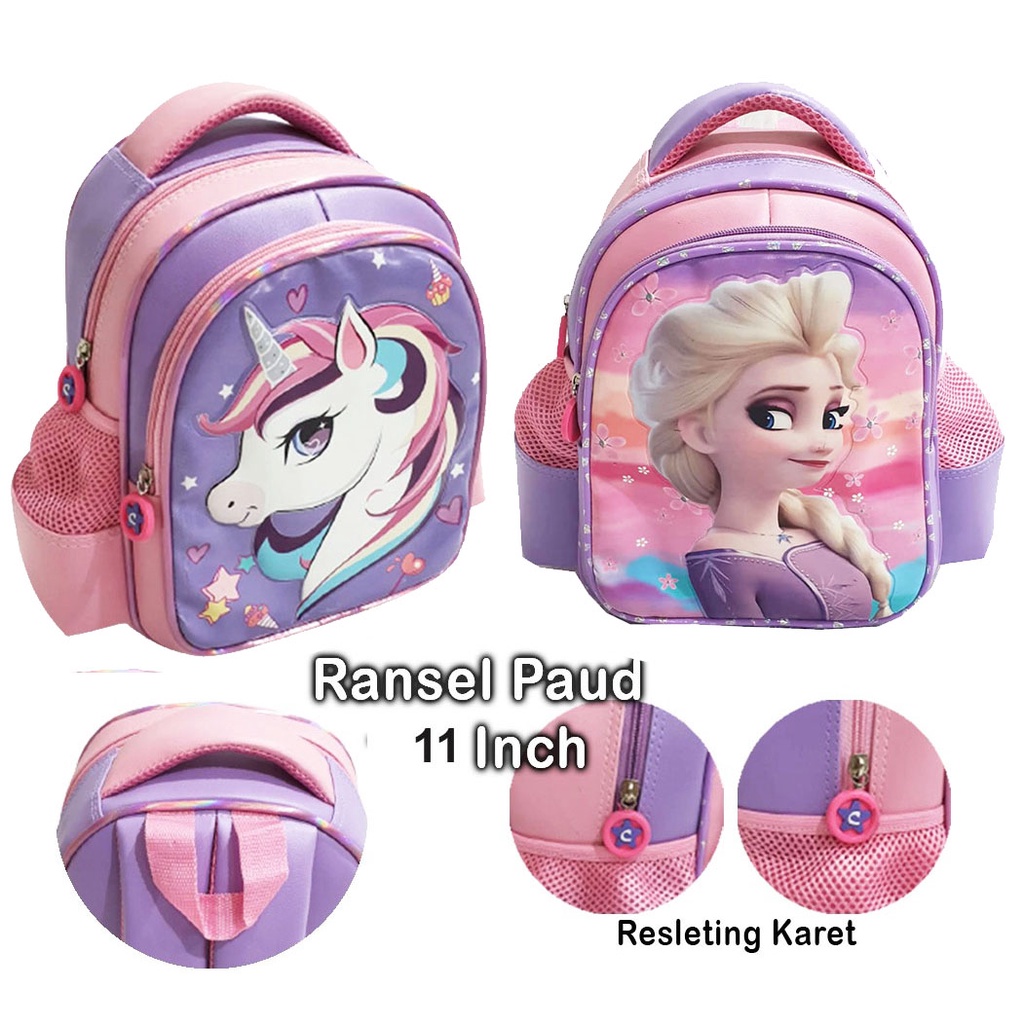 SALE PROMO TERMURAH TAS RANSEL ANAK SEKOLAH PAUD PEREMPUAN GAMBAR KUDA PONY AJAIB BAHAN KAIN SPONGE TAHAN AIR  ( Soft Timbul 11inch  )