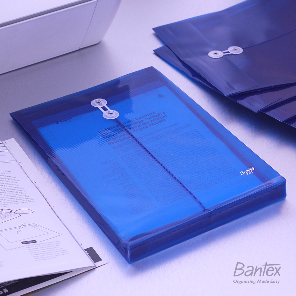 

AT 12 Pcs Map Plastik Tali Bantex Folio F4 Trendy String Envelope Portrait 3223 01 Blue