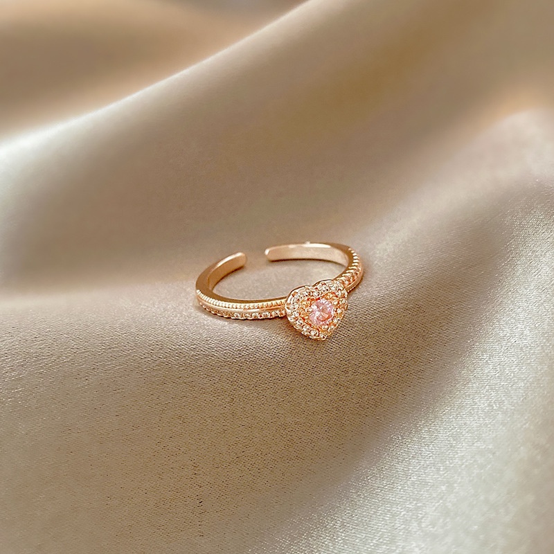 Shuling Pink Heart-shaped Zircon Rings Female High Sense Index Finger Ring