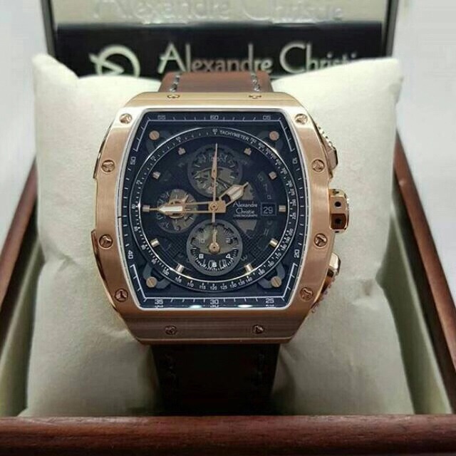 Jam Alexander Christie AC 6411 Men Tali Kulit Mesin Baterai Original