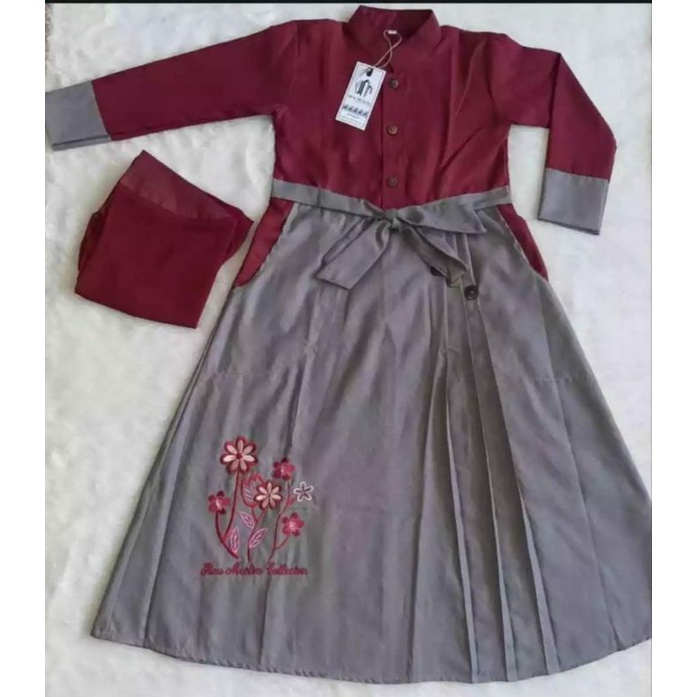 Gamis Syar'i Ibnu Muslim/ Gamis Usia 4 - 12 Tahun|| Gamis Anak Perempuan Bahan Katun Sakilah || Gamis Anak 1 Set Dengan Krudung