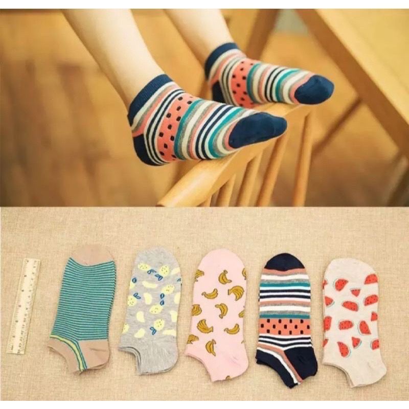 Kaos Kaki Ankle Cute Kaos Kaki Pendek Polos dan Motif Semata Kaki Import Murah Motif Polos