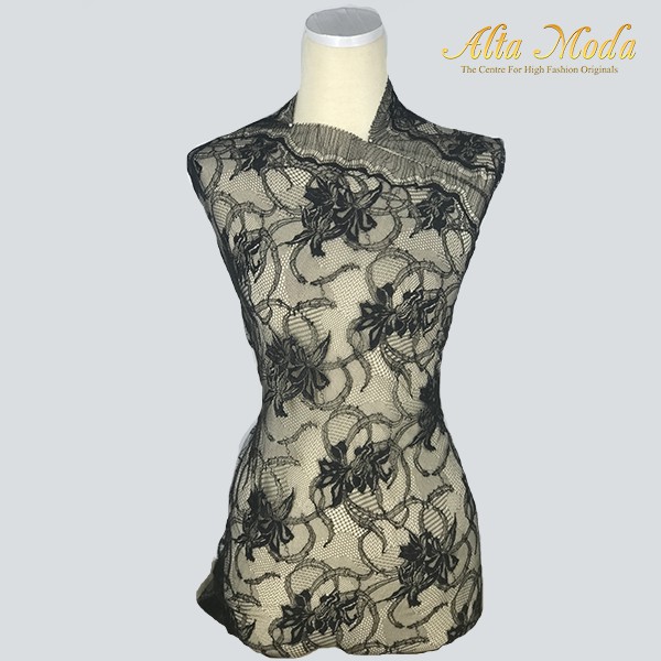 

Alta Moda Brokat Perancis Chantilly Unique Black Desain