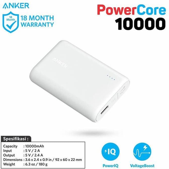 POWERBANK ANKER POWERCORE 10000 MAH WHITE - A1263