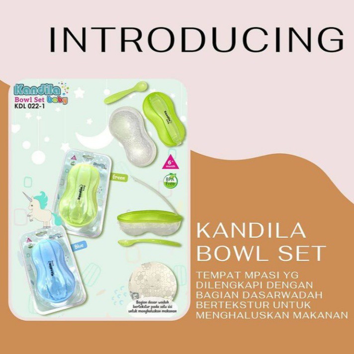 Kandila Bowl With Spoon Set / mangkok bayi/ sendok garpu/ alat makan bayi/ perlengkapan makan kdl022-1