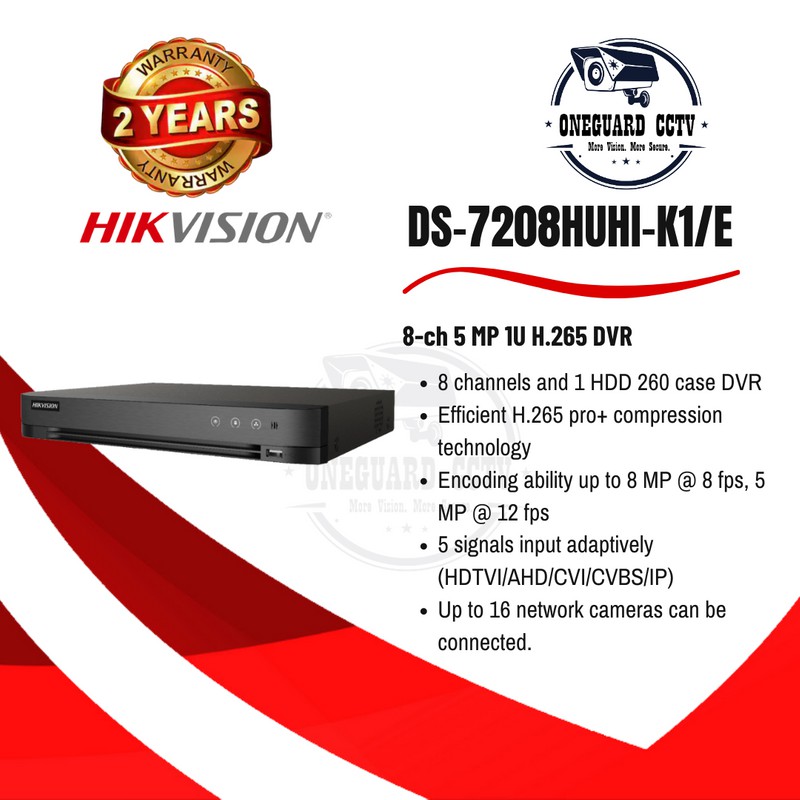 DS-7208HUHI-K1/E HIKVISION DVR 8 CH