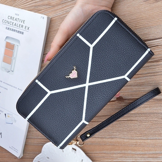 DOMPET PANJANG WANITA 2 RESLETING PREMIUM KULIT HITAM CANNA WA518B5 IMPORT BESAR MUAT HP SLOT KARTU UANG KOIN TALI PENDEK FASHION CEWEK MURAH KOREA BRANDED BATAM KEKINIAN REMAJA