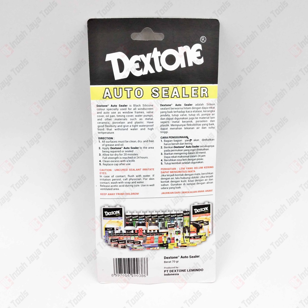 DEXTONE AUTO SEALER 70 GR Silicone Silikon Hitam Black Lem Kaca Rubber