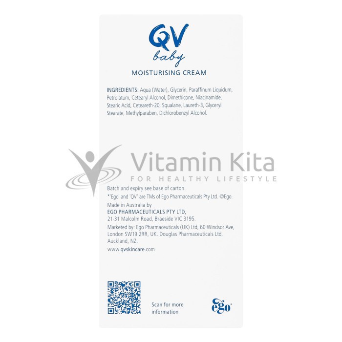 QV BABY MOISTURISING CREAM 250G PUMP BPOM melembapkan kulit bayi 24jam