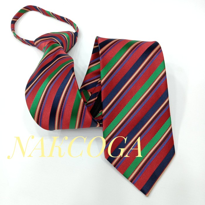 Dasi Pria dasi merah resleting dasi zipper siap pakai dasi kantor pria mewah tie(P5W6) BEST SELLER D