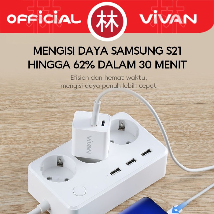 Vivan Power 25 Dual Port Output 3A PD/QC3.0 Super Durability Charger