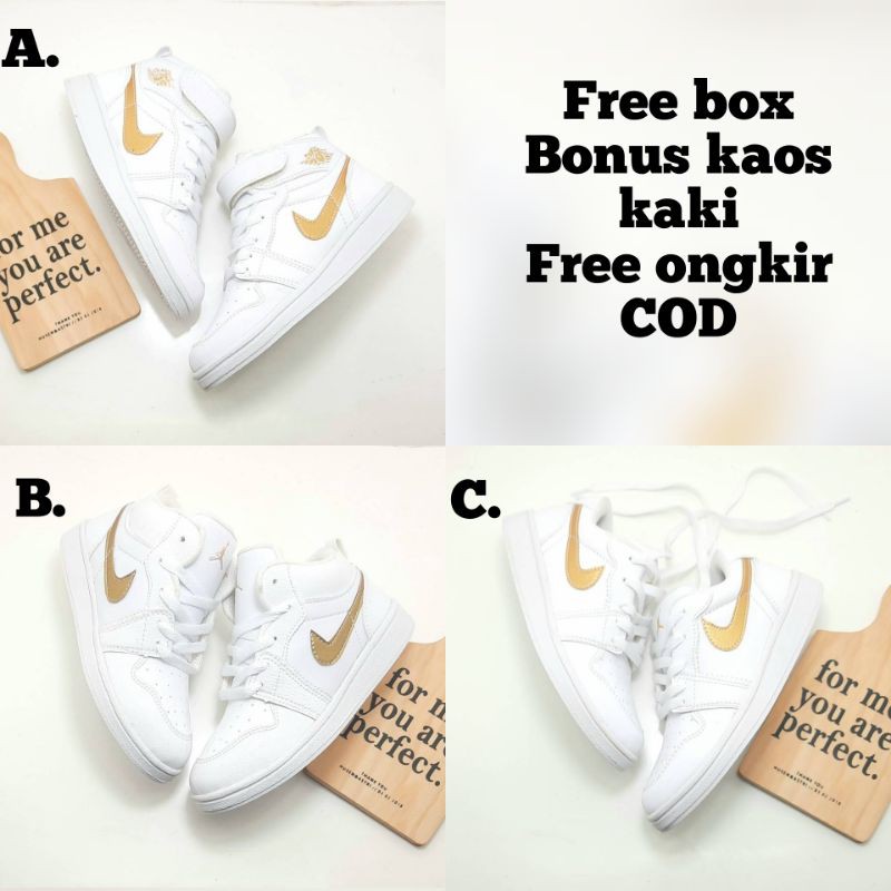 Sepatu Anak Nike Jordan Anak White Gold