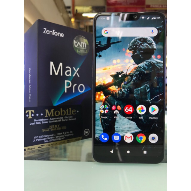 ASUS ZENFONE MAX PRO M2 RAM 6GB 64GB ROM ZB631KL TITANIUM, SECOND FULLSET, GARANSI TAM