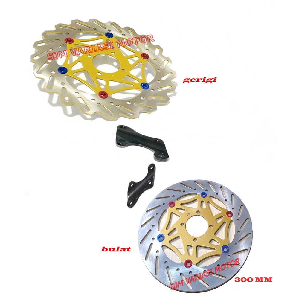 PIRINGAN DEPAN 300MM JUPITER VEGA FIZR FORCE1 -DISK CAKRAM MODEL DAYTONA YAMAHA BEBEK JUPITER -JUPITER Z-JUPITER Z NEW-VEGA-VEGA R-VEGA old FIZR-FORCE1 PLUS BREKET UKURAN 300MM MODEL DAYTONA