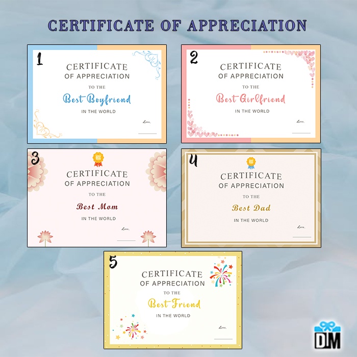 Sertifikat Best Boyfriend Girlfriend Mom Dad Hadiah Ulang Tahun Anniversary Hari Ayah Hari Ibu Hampe