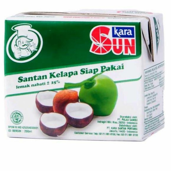 Kara / Sun Kara Santan Kelapa Siap Pakai Kemasan Kotak 200 Ml