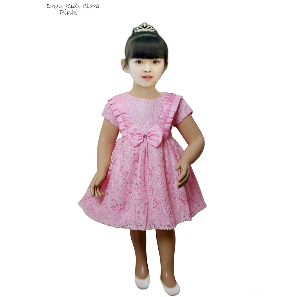 Dress Kids Clara/Gaun Anak Bayi Umur 1 Tahun Motif Brukat/ Baju Anak Good Quality