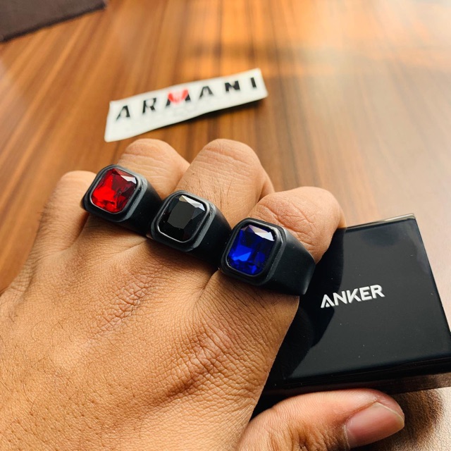 Cincin Batu Pria Hitam Merah Biru
