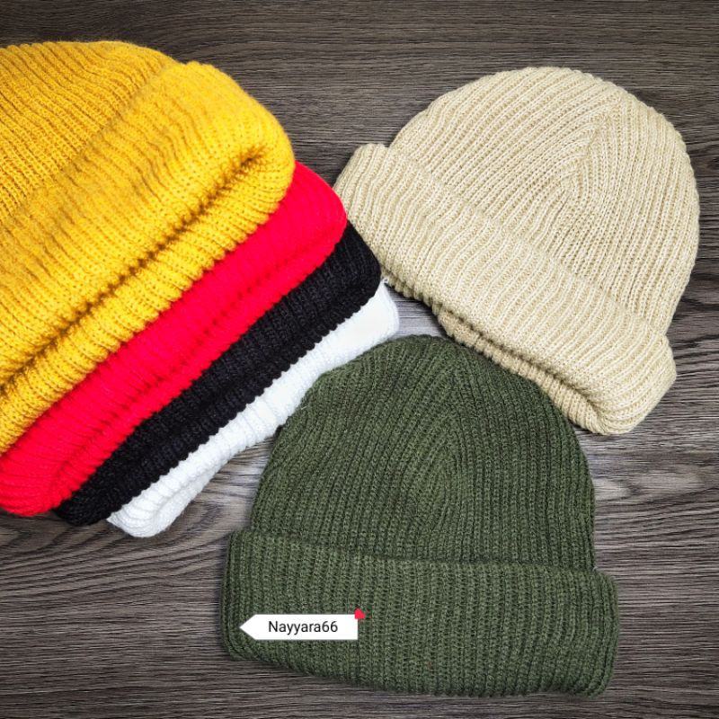 topi kupluk premium rajut beanie hat premium distro quality short beanie asli 2 layers