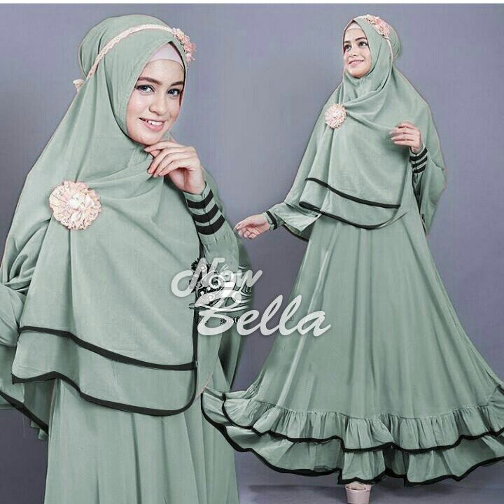 HOPYLOVY - Gamis Wanita Bella Syari 2tones