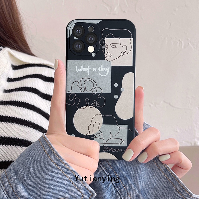 Casing Soft Case Tpu Motif Geometri Untuk Iphone 6 / 6s / 7 / 8 + / X / Xr / Xs Max / 12 / 11 / 13 Pro Max / Se 2020