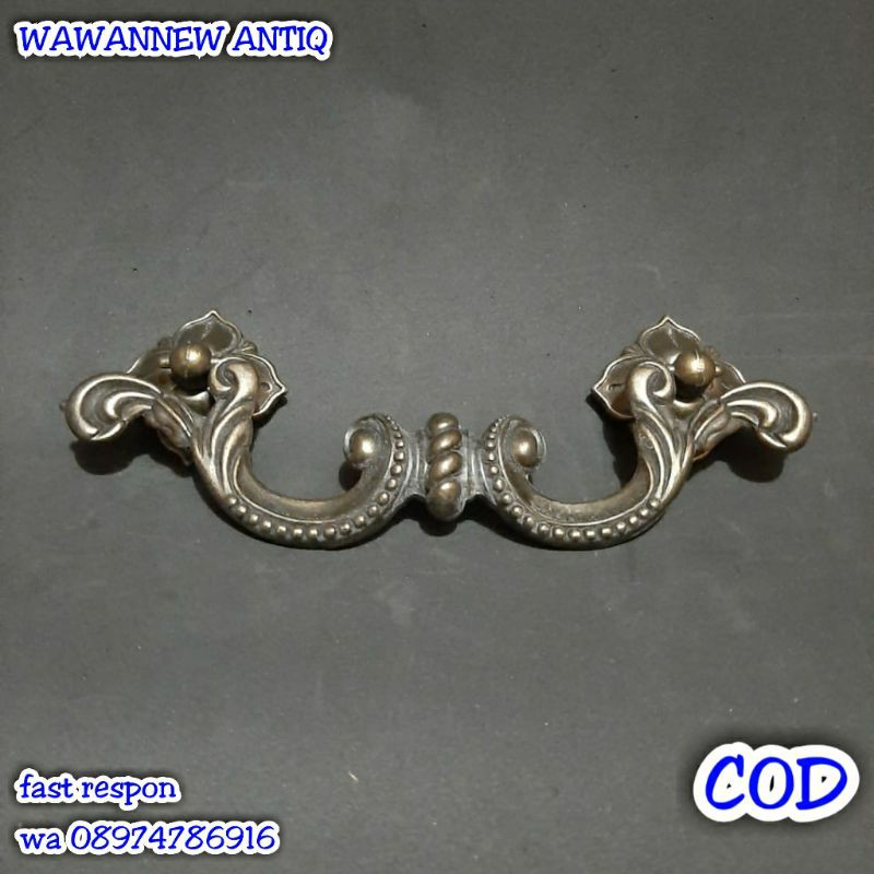 Handle / Tarikan Laci Lemari Pintu Rumah Kuningan Antik Murah Motif Ukir 019