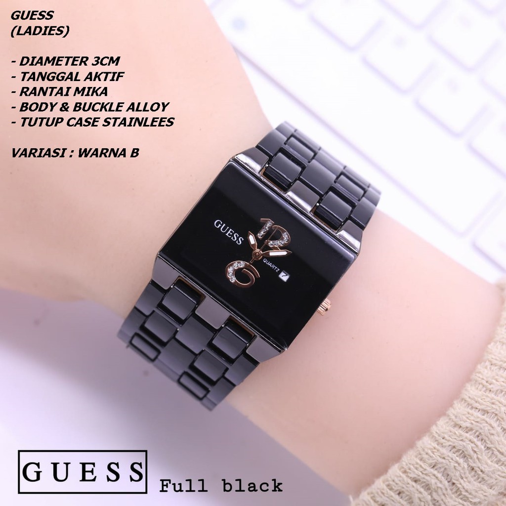 JAM TANGAN WANITA GUESS RANTAI MIKA BODY SEGI TANGGAL AKTIF