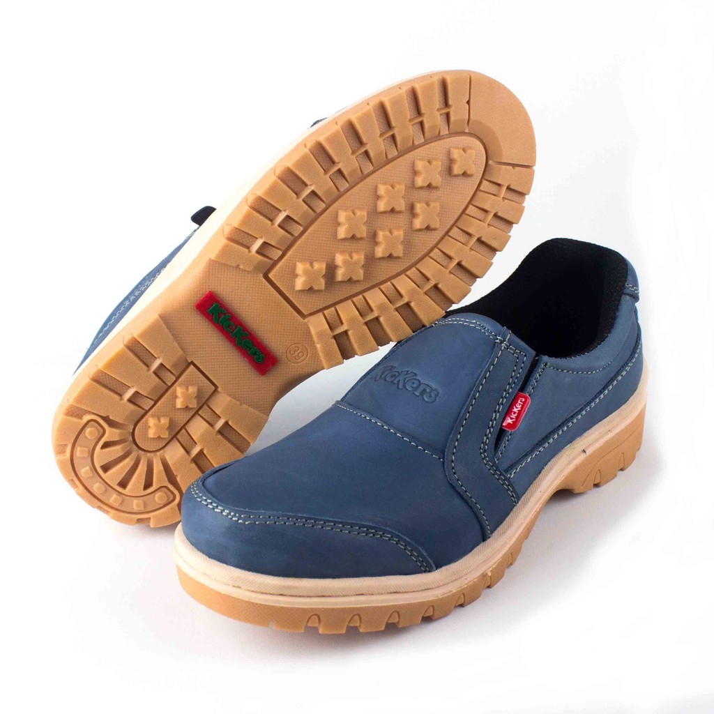 Sepatu Slip On Hirio Model Travelling/Outdoor Murah Banget Gratis Sandal Kulit YOKEN (BIRU)