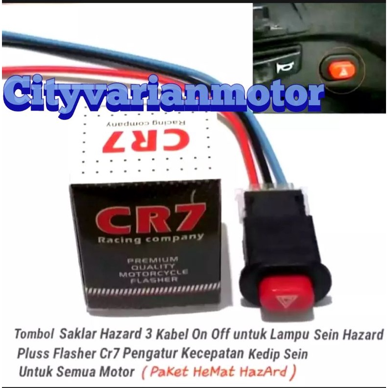 PROMO Flaser Sen CR7 + Saklar Tombol On Off Lampu Hazard Motor universal semua motor