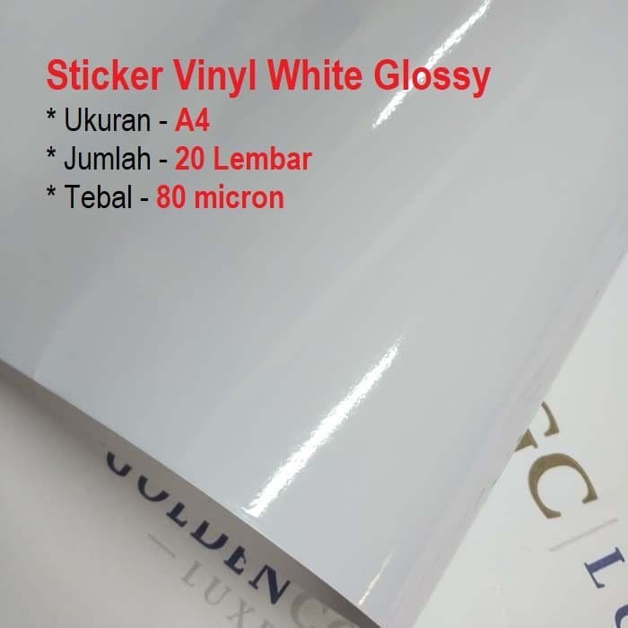 

Sticker Stiker Vinyl White Putih Glossy A4 - 20 Lembar