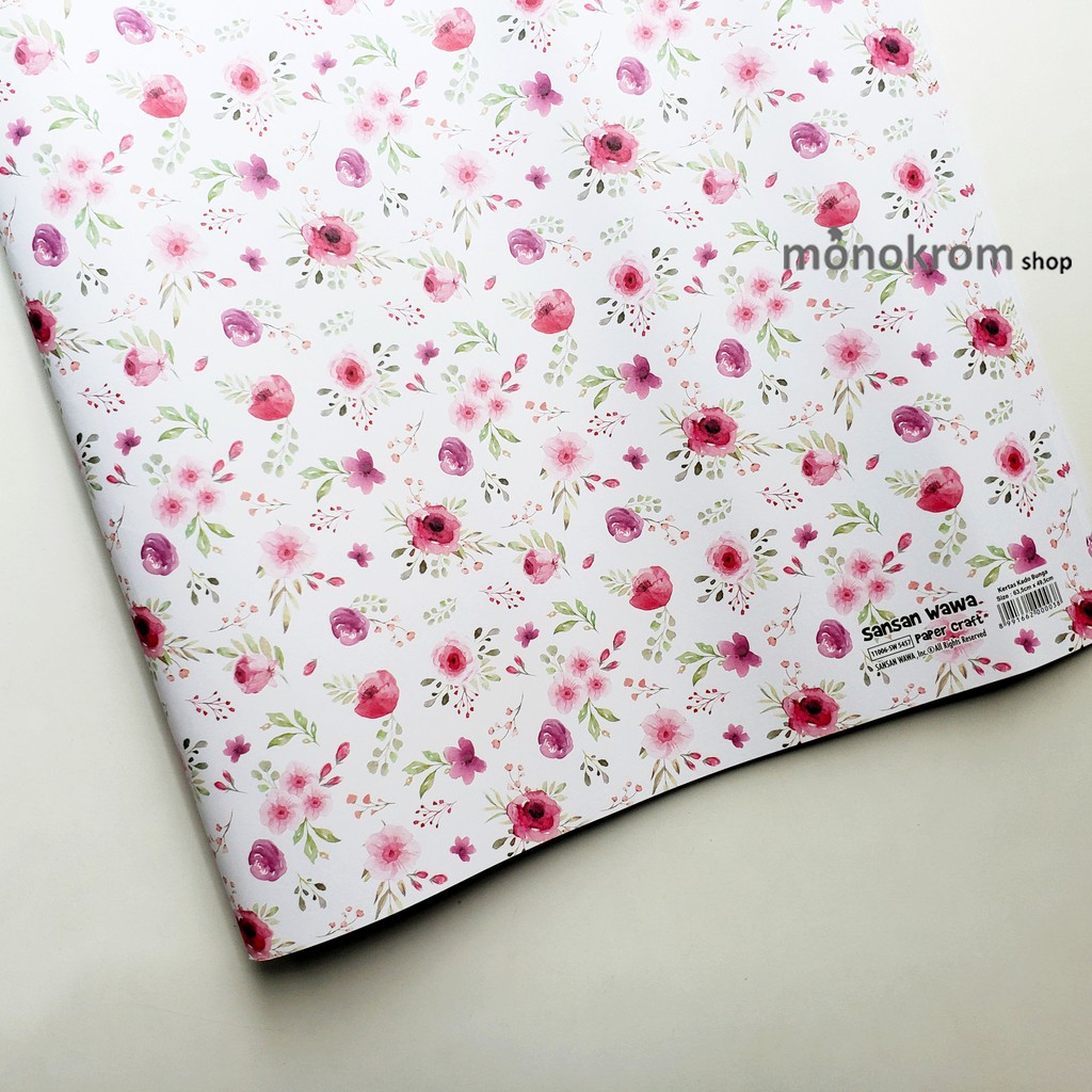 Kertas Kado Sansan Wawa motif bunga water colour flowers - Bungkus