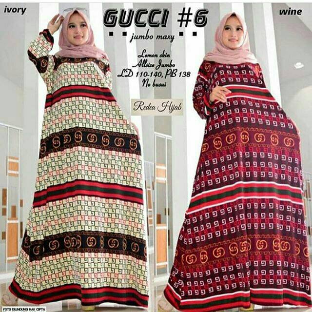 Gamis Dress Muslim Wanita Cantik Jumbo Size Lemon Skin New Gucci 6 MaxiN