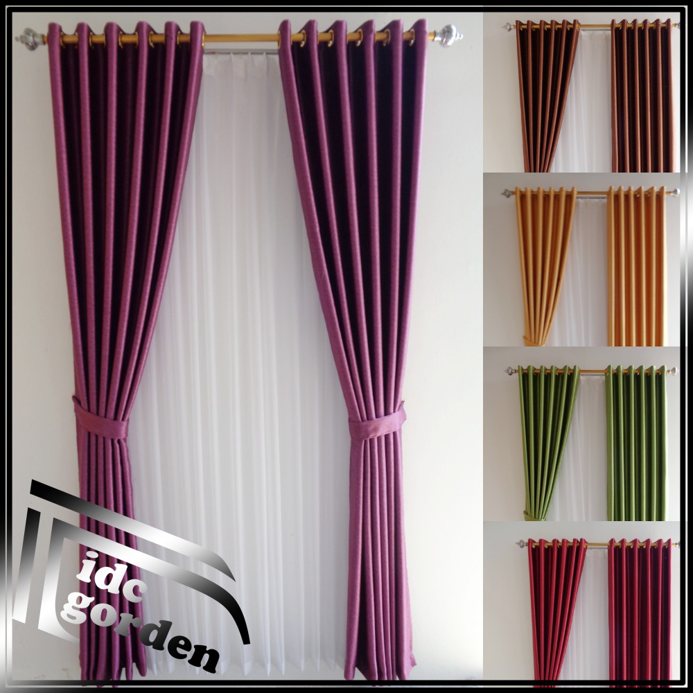 Gorden model  minimalis motif polos sederhana/abu/merah/cokelat/hijau/abu muda/cokelat muda/ungu