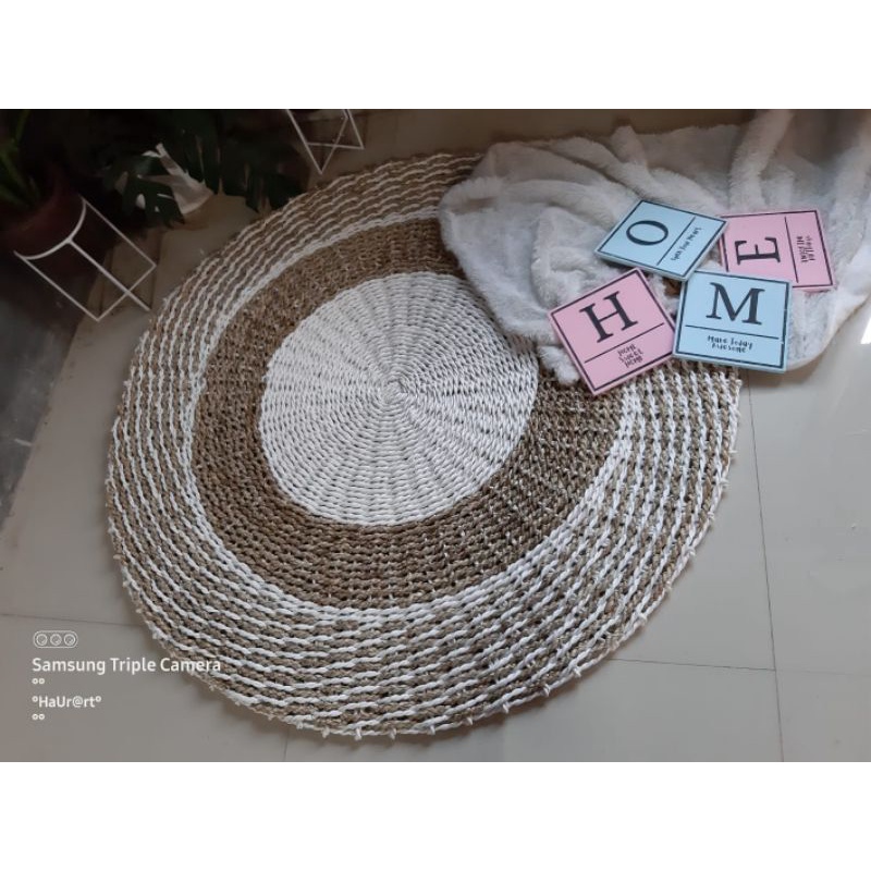 RUG BULAT ANYAM SEAGRAS//D120 BISA PILIH WARNA//FLOOR MAT/KARPET ANYAM