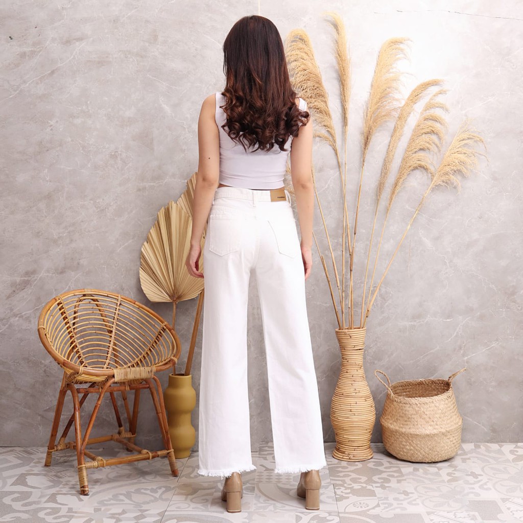 HOPYLOVY Celana Boyfriend Jeans | Celana Kulot Jeans Wanita Kantong Depan Shira Lilac Ungu Violet | Celana Lilac