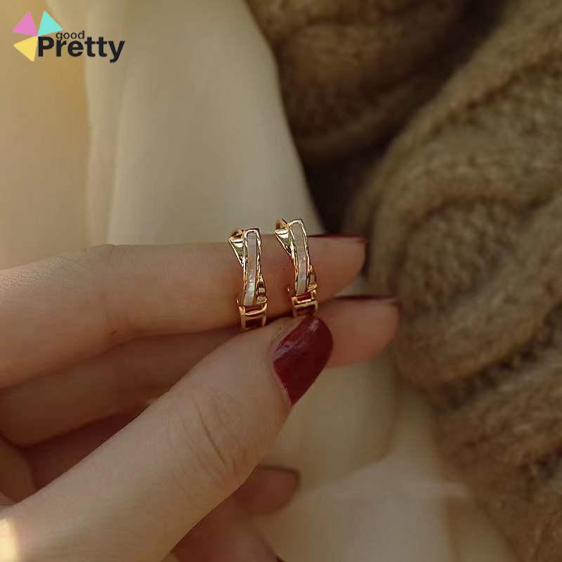 Fritillary Cross Anting Wanita Musim Panas Sederhana High-end Stud Earrings - PD