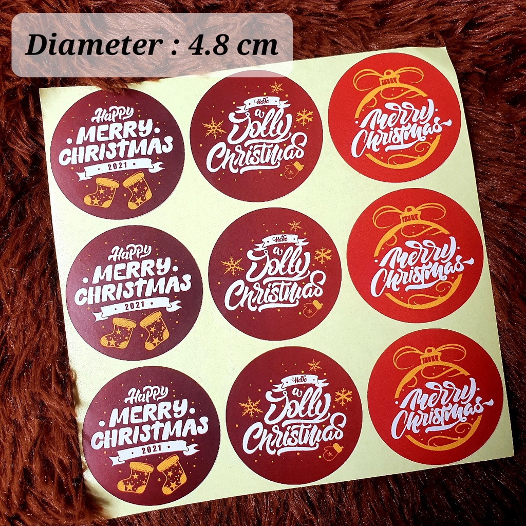 

Sticker Natal / Merry Christmas Bulat 4.8 cm - Stiker Hampers E