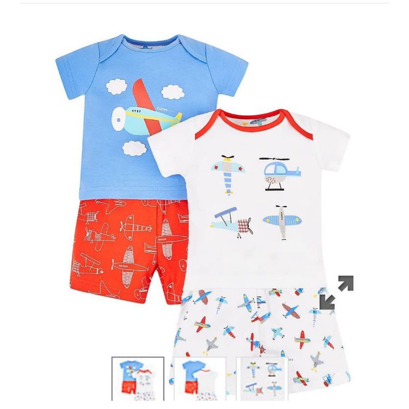 Mothercare Sale Aero Planes Shortie Pajamas Piyama 2-3y