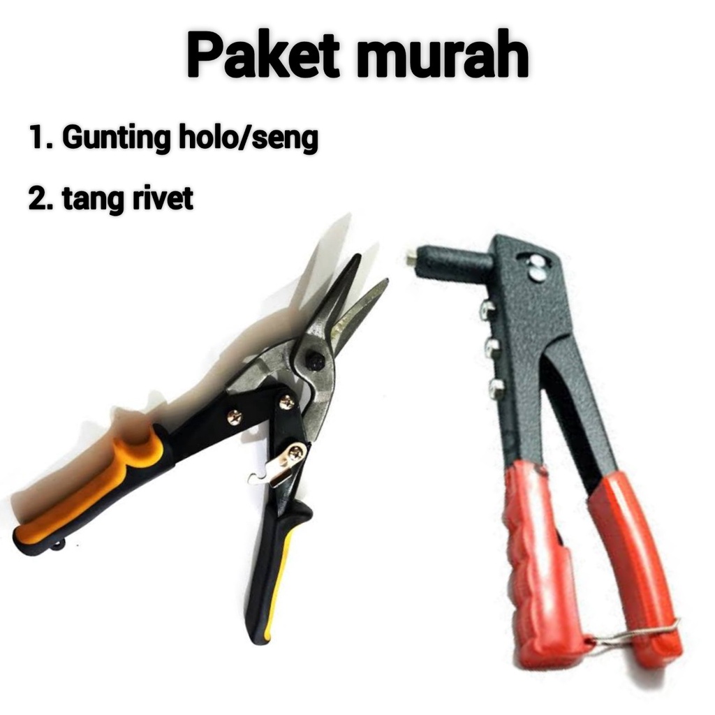 Paket KAPUSI 2-1 Tang Rivet+Gunting Baja Ringan murah dan berkualitas