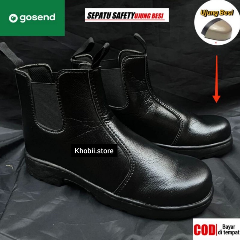 sepatu safety boots tinggi / sepatu safety kerja proyek kulit