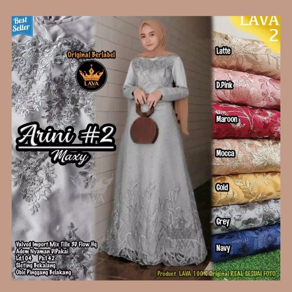 (COD) Termurah ARINI MAXI/GAMIS AURAGOWN /Gamis Brukat/ Arini Maxy/Gamis Moscrape Premium/Lilla maxi