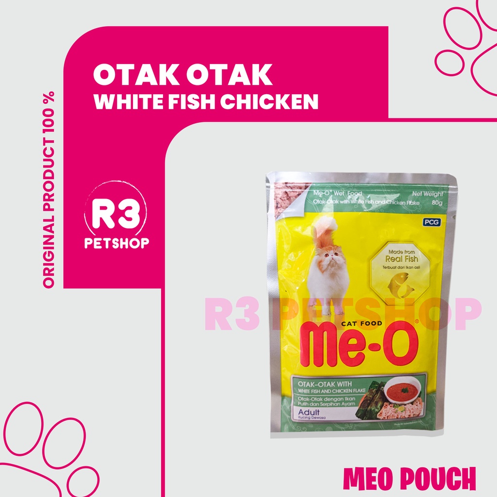 Makanan Kucing basah MEO pouch Otak otak 80g Adult All variant