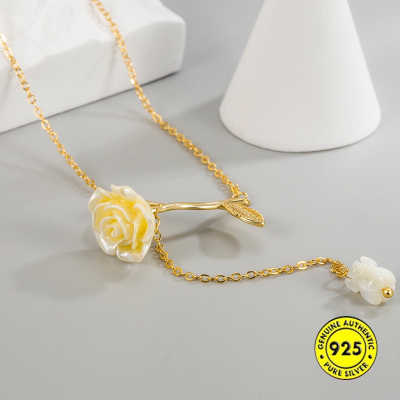 Kalung Rantai Klavikula 18K Gold Plated Warna Perak Tahan Air Gaya Retro Untuk Wanita