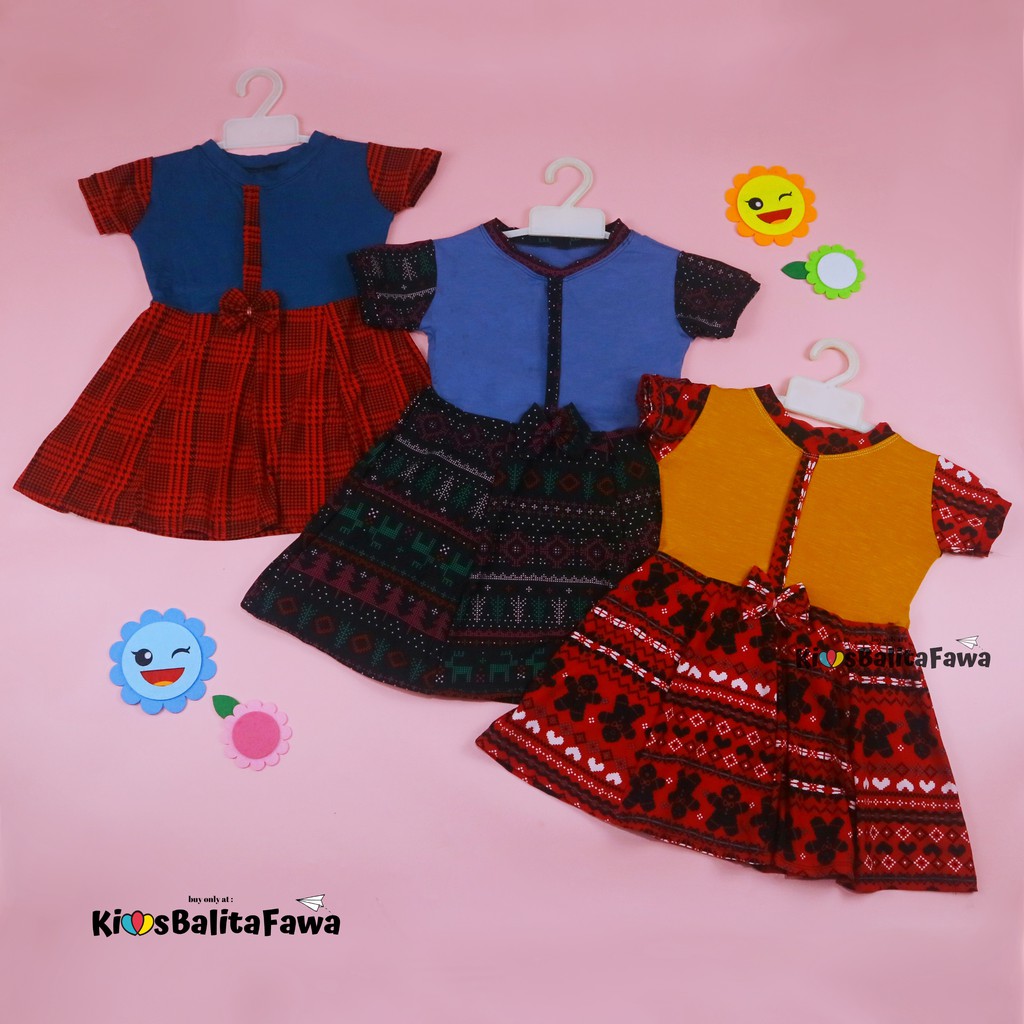 Dress Pita uk 1-2 Tahun / Dres Lengan Anak Perempuan Baju Harian Gaun Pesta Kids Adem Murah