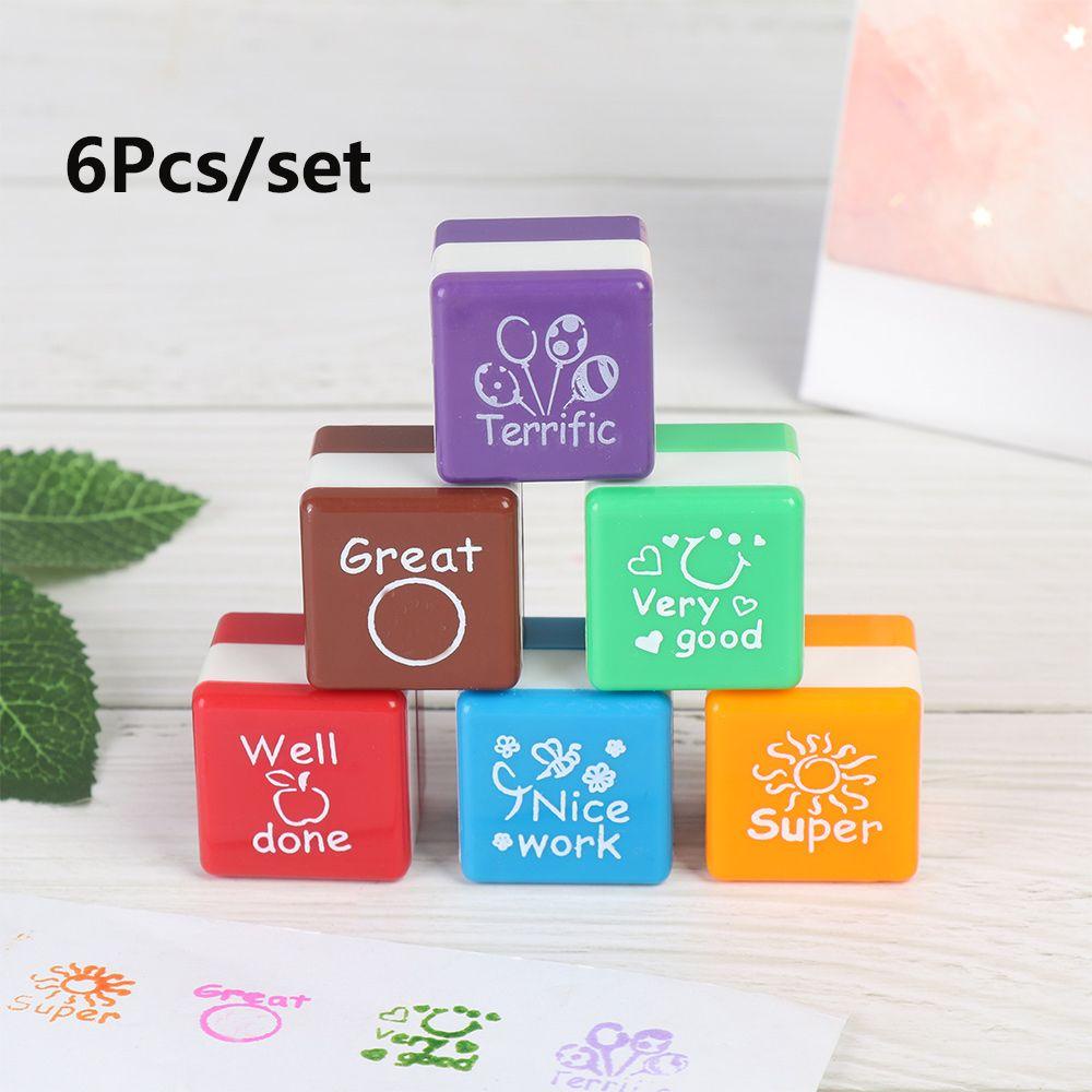 Suyo 6pcs/set Mendorong Cap Pekerjaan Rumah Mengoreksi Pekerjaan Rumah Tangga Tk Bagus Sekali Hadiah Anak
