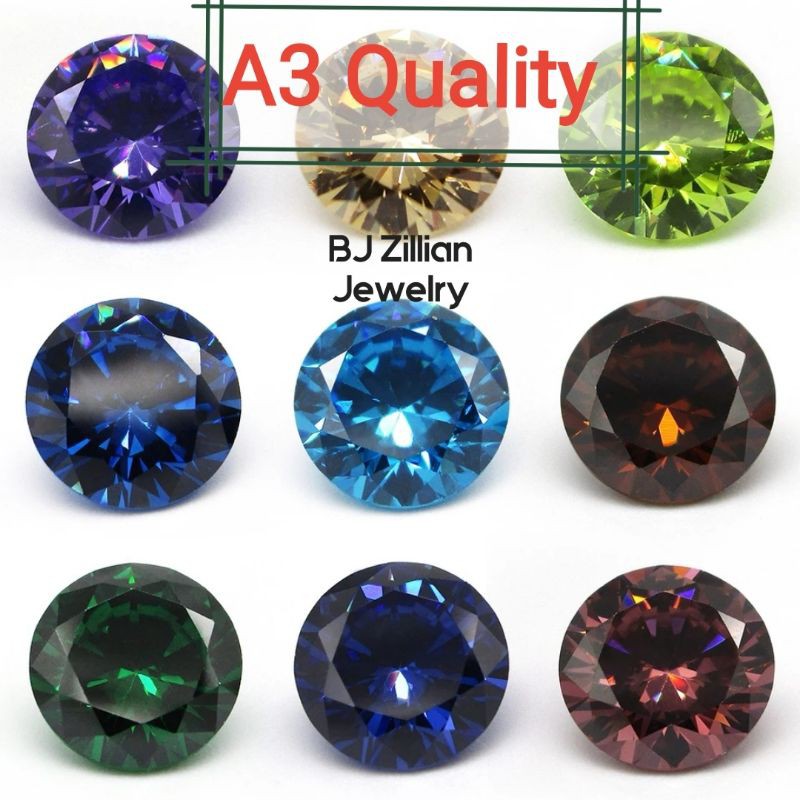 A3 Quality 10 - 14 MM Permata Batu Cubic Zirconia Fancy Color