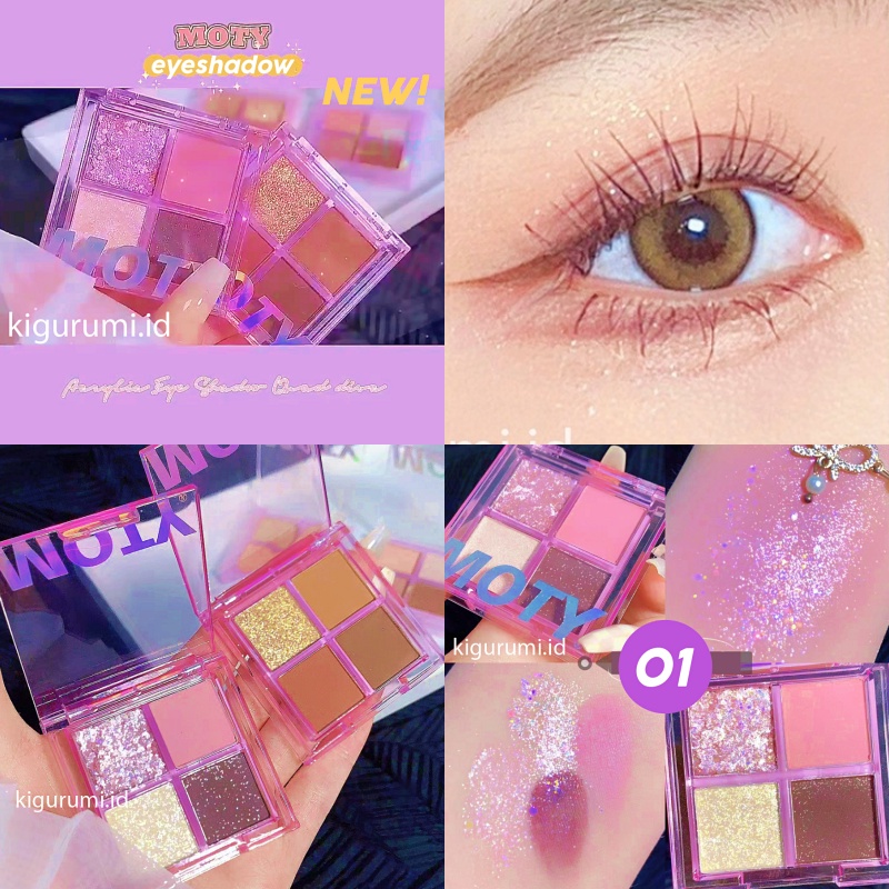 MOTY Eyeshadow Lilac 4 Warna Kombinasi Glitter Ungu Tahan Lama XX056